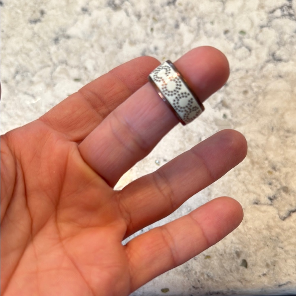 White and Silver Patterned Ring